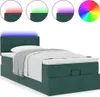Ottoman-Bett mit Matratze & LEDs Dunkelgrün 90x190 cm Samt Produktbild-Vorschau 1
