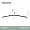 A black metal hanger is shown with dimensions and branding information. Produktbild-Vorschau