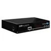 A black satellite receiver is shown from a three-quarter front angle against a white background. Produktbild-Vorschau
