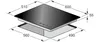 A technical diagram showing the dimensions of a gas hob. Produktbild-Vorschau