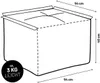 A diagram of a cube-shaped ottoman with dimensions and weight indicated. Produktbild-Vorschau