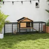 PawHut Gabbia per conigli a 2 piani in legno massello, a Anteprima dell’immagine prodotto 2