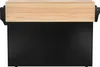 A front view of a black and wood serving cart with a fold-out top. Voir les images du produit