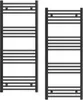 Two black towel radiators are shown side-by-side against a white background. Podgląd zdjęcia produktu