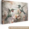 Wanddeko 120x80 cm - Tiere - Kolibri - Vögel - Blumen - Produktbild-Vorschau 1