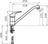 A technical drawing of a kitchen mixer faucet with dimensions indicated. Náhľad obrázku produktu