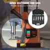 A close-up of a magnetic drill press with a set of drill bits in a case, with text overlays. Produktbild-Vorschau