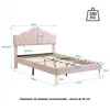 A diagram of a pink bed frame with dimensions and weight capacity indicated. Anteprima dell’immagine prodotto