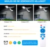 Collage showing solar street light at different brightness levels, a remote control, and feature descriptions. Anteprima dell’immagine prodotto
