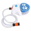 A white and blue dog water fountain with a hose attached, shown against a white background. Náhled obrázku produktu
