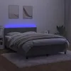Letto a molle con materasso e LED in velluto grigio chiaro Anteprima dell’immagine prodotto 1