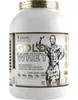 A white tub of Kevin Levrone Gold Whey protein powder with a muscular man posing on the label. Podgląd zdjęcia produktu