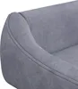 A close-up view of the curved armrest of a gray upholstered sofa or pet bed. Produktbild-Vorschau