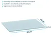 A glass cutting board is shown on a white background with dimensions indicated. Produktbild-Vorschau