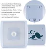 A product image showing a night light with a motion sensor and a decorative cover, along with descriptive text and close-up views of the product's back and side. Voir les images du produit