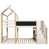 A bunk bed with stairs and a chalkboard panel, shown against a white background. Náhled obrázku produktu