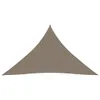 A taupe triangular sun sail is shown against a white background. Voir les images du produit