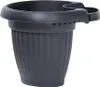 A dark gray planter with a ribbed texture and a rim that has two small holders attached. Náhľad obrázku produktu