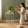 DanDiBo Blumenhocker Weiß Metall Eckig 60 cm Blumenständer Produktbild-Vorschau 3