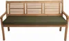 A wooden garden bench with a green cushion. Produktbild-Vorschau