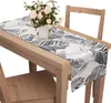 Vzorovaný behúň na stôl 40x140 cm veľké listy šedý Náhľad obrázku produktu 3