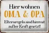 Blechschild Spruch 30x20cm hier wohnen Opa und Oma Retro Produktbild-Vorschau 1