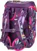 The back view of a purple backpack with a colorful abstract pattern. Produktbild-Vorschau