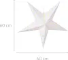A white star-shaped lantern with gold stars, shown against a white background with size indicators. Náhled obrázku produktu