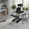 A massage chair and other fitness equipment are set up in a room with natural light coming from a window. Voir les images du produit
