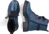 A pair of blue lace-up boots with black soles and laces, shown from a top-down perspective. Voir les images du produit