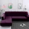 Stretch Samt Sofahusse Sofabezug L-Form Schnittsofa Produktbild-Vorschau 2