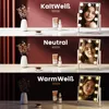 A collage of three images showing a makeup mirror with different light color temperatures. Podgląd zdjęcia produktu