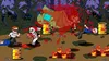 A violent scene in a forest with cartoonish characters, blood, and fire. Produktbild-Vorschau
