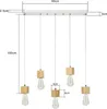 ZMH lampa wisząca 5 płomieni drewniana lampa stołowa 150cm Podgląd zdjęcia produktu 4