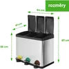 JAGO Kosz na śmieci z pedałem, stal nierdzewna, 3 x 20 L Podgląd zdjęcia produktu 3