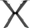 A black metal table base with an X-shaped design. Produktbild-Vorschau