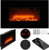 A collage of an electric fireplace and its accessories, including a remote control and mounting hardware. Anteprima dell’immagine prodotto