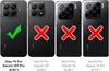 Four phone cases shown on black backgrounds, with checkmarks and crosses indicating compatibility. Produktbild-Vorschau