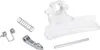 A set of washing machine door handle replacement parts, including a white plastic handle assembly, a metal lever, a long spring, and two smaller springs, laid out on a white background. Produktbild-Vorschau