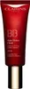 A product shot of a Clarins BB Skin Detox Fluid SPF 25 tube with a gold cap. Voir les images du produit