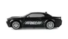 A black toy car with racing decals is shown from the side against a white background. Náhled obrázku produktu