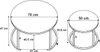 Diagram showing dimensions of two round coffee tables. Produktbild-Vorschau