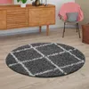TT Home Wohnzimmer Hochflor Teppich Shaggy Modernes Rauten Produktbild-Vorschau 1