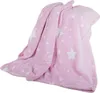 A pink blanket with white stars is folded and displayed against a white background. Náhled obrázku produktu