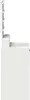 A side view of a white vanity table with lights on the mirror frame. Voir les images du produit