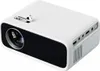 A white projector with a black front panel is shown from a diagonal angle against a white background. Voir les images du produit