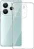 A transparent phone case is shown on a light blue smartphone. Podgląd zdjęcia produktu