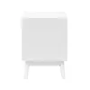 A white bedside table with Scandinavian-style legs, shown from the back. Produktbild-Vorschau