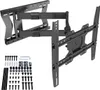 A black TV wall mount with its accessories laid out. Produktbild-Vorschau