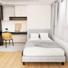 A bedroom with a bed, desk, and chair. Produktbild-Vorschau